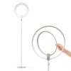 Brightech Eclipse Dimmable LED Floor Lamp, Modern Torchiere Floor Lamp for Living Rooms & Offices – Super Bright Tall Lamp with Dimmable Options for Reading, Standing Lamp Living Room Décor - Silver
