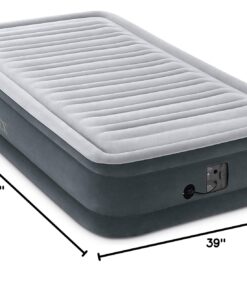 Intex Comfort Dura-Beam Airbed Internal Electric Pump Bed Height Elevated (2020 Model) Twin (300 Lbs) Mid Rise (13") 44 61y2LMQeGL