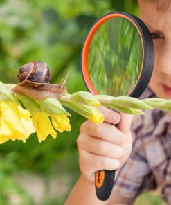 Dicfeos Magnifying Glass 10X Handheld Reading Magnifier with Cleaning Cloth-100MM Large Magnifying Lens with Non-Slip Soft Handle for Seniors Book Newspaper Reading and Kids Nature Hobby Exploration 20 61y8PgGEyoL