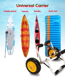 Bonnlo Kayak Cart Canoe Dolly Fishing Kayak Accessories Carrier Foldable Paddle Board Trolley Boat Trailer Transport with NO-Flat Airless Tires Wheels and 2 Ratchet Straps Kickstands- "U"shape 32 61y9L1o5ZkL