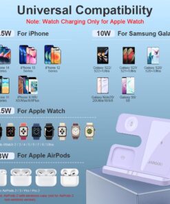 Alternative view of JARGOU 3 in 1 Wireless Charging Station Wireless Charger for iPhone 15 14 13 12 11 Pro Max/X/8 Charging Station for Multiple Devices for Apple Watch for AirPods 2/3/Pro/Pro 2 D-Purple