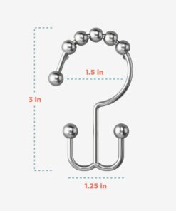 Maytex Shower Curtain Hooks, Shower Curtain Rings, Rust-Resistant Decorative Double Roller Glide Shower Hooks, Shower Rings for Bathroom Shower Rods, Curtains, Liners, Set of 12, Brushed Nickel 28 61yEPetiKHL