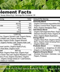 NATURELO Raw Greens Superfood Powder - Wild Berry Flavor - Boost Energy, Detox, Enhance Health - Organic Spirulina - Wheat Grass - Whole Food Nutrition from Fruits & Vegetables - 30 Servings 30 Servings (Pack of 1) 35 61yF6UFetL 1