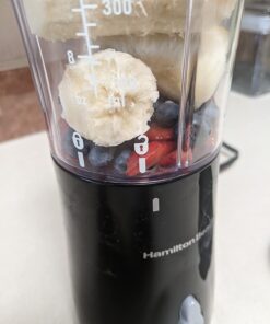 Hamilton Beach Portable Blender for Shakes and Smoothies with 14 Oz BPA Free Travel Cup and Lid, Durable Stainless Steel Blades for Powerful Blending Performance, Black (51101AV) 14 oz. 1 Jar 46 61yFLYG9izL