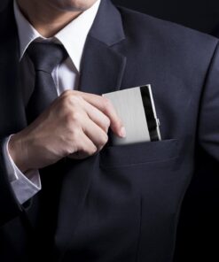 MaxGear Metal Business Card Holder for Men & Women, Pocket Business Card Case Slim Business Card Wallet Business Card Holders Name Card Holder, 3.7 x 2.3 x 0.3 inches, Stainless Steel, Silver Mirror Brushed Silver 30 61yG5w66ZL