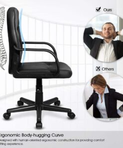 Giantex Executive Chair Mid Back Office W/Arms and Swivel Wheels, Ergonomic PU Leather for Home Office Use Computer Desk Task Chair 16 61yGgdHxCvL