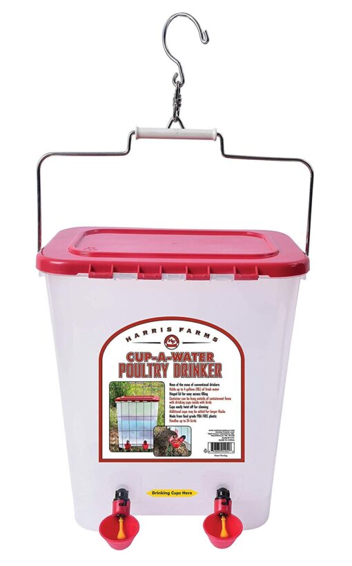 Harris Farms 1000310 Cup-A-Water, 4 Gallon Poultry Drinker, RED