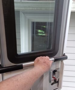 Camco Camper/RV Screen Door Cross Bar | Protects the Screen Door & Allows for Easier Exit from Travel Trailer | Adjusts from 21-5/8-Inches to 28-5/8-Inches (42183) Black Standard 39 61yIHadxncL 1