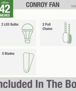 Hunter Fan Company, 51023, 42 inch Conroy Onyx Bengal Low Profile Ceiling Fan with LED Light Kit and Pull Chain Onyx Bengal finish 22 61yJ5ptoFL