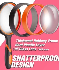 Dicfeos Magnifying Glass 10X Handheld Reading Magnifier with Cleaning Cloth-100MM Large Magnifying Lens with Non-Slip Soft Handle for Seniors Book Newspaper Reading and Kids Nature Hobby Exploration 16 61yJjHVtWHL