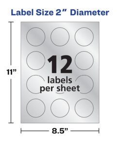 Avery Printable Embossed Foil Round Labels, 2" Diameter, Silver, 96 Customizable Labels (22824) 15 61yLMgzOKkL