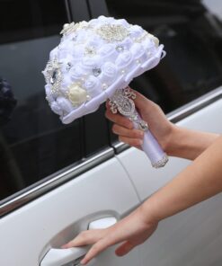 Generic Engerla Handmade Crystal Diamond Pearl Rhinestone Brooch Bridal Hold Flowers Wedding Bouquet Brooch 28 61yLN14R97L