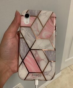i-Blason Cosmo Full-Body Bumper Case with Built-in Screen Protector for iPhone XR 2018 Release, Pink Marble, 6.1" 43 61yZm2rcp2L