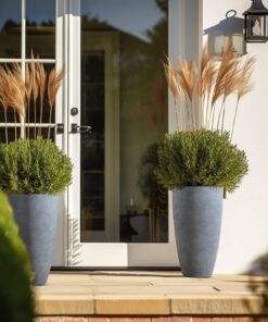 Alternative view of LA JOLIE MUSE Set of 2 Tall Planters with Trays, 20 Inch Indoor/Outdoor Tall Planters,Large Grey Flower Pots,Tree Planters for Front Door,Patio and Deck 2 Pack - 20" Gray