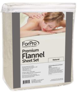 ForPro Premium Flannel 3-Piece Massage Sheet Set for Massage Tables, Includes Flat Sheet, Fitted Sheet and Fitted Face Rest Cover, Natural 14 61ydVIGGWmL
