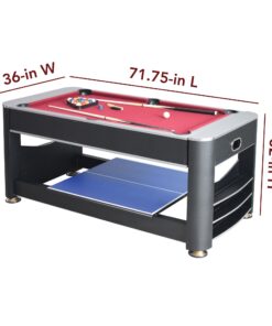 Triple Threat 6-ft 3-in-1 Multi Game Table with Billiards, Air Hockey, and Table Tennis 25 61yeQwq6x3L
