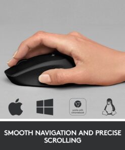 Logitech M330 SILENT PLUS Wireless Mouse, 2.4GHz with USB Nano Receiver, 1000 DPI Optical Tracking, 2-year Battery Life, Compatible with PC, Mac, Laptop, Chromebook - Black 33 61yfJiOgBiL