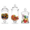 MyGift Clear Glass Apothecary Jars with Lid, Decorative Footed Vase, Candy Buffet Containers, Set of 3 26 61yhqbw94BL