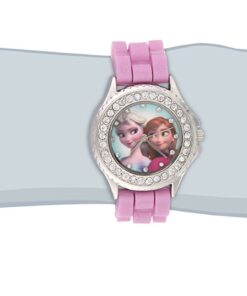 Disney Kids' FZN3554 Frozen Anna and Elsa Rhinestone-Accented Watch with Glittered Pink Band 6 61yl2TEuEVL