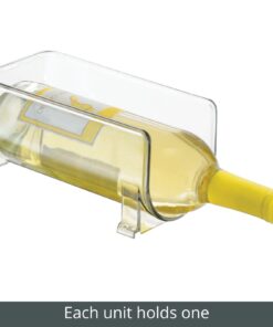 mDesign Plastic Free-Standing Wine Set Rack Storage Organizer for Kitchen Countertops, Pantry Cabinet, Fridge Organization - Holds Water Bottle and Alcohol Bottles - 2 Pack - Clear 2 bottle 26 61ylDpOfH7L