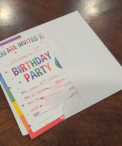 30 Birthday Invitations with Envelopes (30 Pack) - Kids Birthday Party Invitations for Boys or Girls - Rainbow 13 61ynCOiPmSL