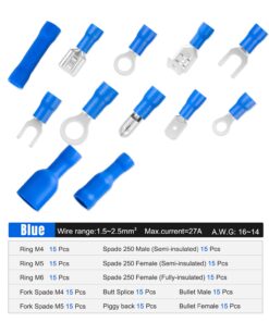 Nilight 540 PCS Electrical Connectors, Insulated Wire Terminals,Wire Connectors Spade Bullet Ring Connector Solderless Crimp Terminals Kit with 12 Size Assortment Terminal Set,2 Years Warranty 19 61ynk7l5PjL