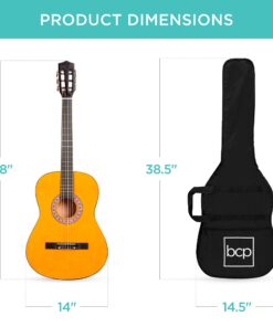 Best Choice Products 38in Beginner All Wood Acoustic Guitar Starter Kit w/Gig Bag, Digital Tuner, 6 Celluloid Picks, Nylon Strings, Capo, Cloth, Strap w/Pick Holder - Natural 27 61yq Qy4NWS