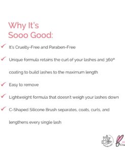 Elizabeth Mott Black Lengthening Smudge Proof,Water-Resistant Mascara,Cruelty Free Liquid Lash Extending Fiber Mascara w C-curve Silicone Brush,Full Length &Volume,No Clump or Flake Amazing Lashes-8ml 0.27 Fl Oz (Pack of 1) 23 61yqO1an4SL