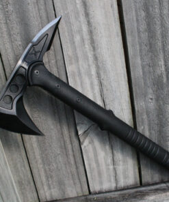 M48 Tactical Tomahawk Military Axe - Black Color | 3 ⅞” Cast Stainless Steel Combat Axe with Piercing Spike | Nylon Cord Wrapped Fiberglass Handle | Camping and Tactical Gear | 15” Length 38 61ytGmYb5bL
