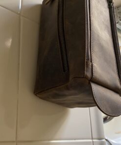 KOMALC Premium Buffalo Leather Unisex Toiletry Bag Travel Dopp Kit Distressed Tan 61 61ytOFShjSL