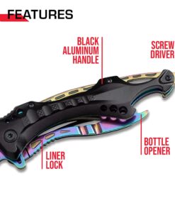 Tac Force- TF-705 Series - Bottle Opener, Glass Punch and Pocket Clip, Tactical, EDC, Rescue Rainbow 31 61yyNhg6MJS