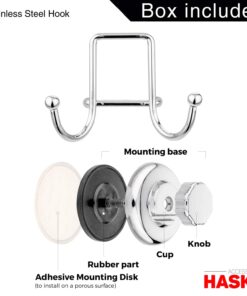 HASKO accessories - Powerful Vacuum Suction Cup Hooks Holder for Towel, Robe and Loofah - Stainless Steel Hook for Bathroom and Kitchen (Chrome) 29 61yyWOv0RfL