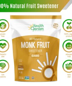 Health Garden Monk Fruit Sweetener, Classic - Non GMO - Gluten Free - Sugar Substitute - Kosher - Keto Friendly (3 lbs) 3 Pound (Pack of 1) 18 61yzFgVqYUL