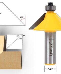 YONICO Chamfer Router Bits Bevel Edge Forming Set 5 Bit 1/2-Inch Shank 13508 1/2" Shank 12 61z aZxeeiL