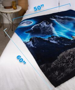Dawhud Direct II Howling Wolf Fleece Blanket for Bed, 50" x 60" Wolf Fleece Throw Blanket for Men, Women and Kids - Super Soft Plush Wolf Blanket Throw Fleece Blanket Wolves Howling Moon 50" x 60" 13 61z4NAOgI8L