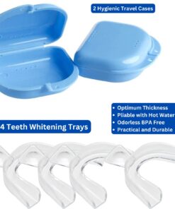Teeth Whitening Trays 4 Pcs with 2 Travel Storage Cases BPA Free Moldable Trimmable Thin Mouth Trays Dental Tooth Whitener Bleaching Trays 18 61z52T7SsyL