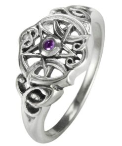 Dryad Design Sterling Silver Heart Pentacle Ring with Natural Amethyst (Size 4-15) 6.5 3 61z52mbEHYL