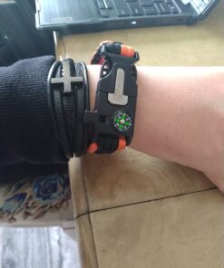 Atomic Bear Paracord Bracelet (2 Pack) - Adjustable - Fire Starter - Loud Whistle - Perfect for Hiking, Camping, Fishing and Hunting - Black & Black+Orange 37 61z5TD8pGOL