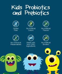 6 Billion CFU Kids/Children's Probiotics with Prebiotics, Sunfiber and Fos, for 10x More Effectiveness. One A Day Great Taste Chewable Probiotic, 2 Months Supply Per Bottle 26 61z7DHkobQL