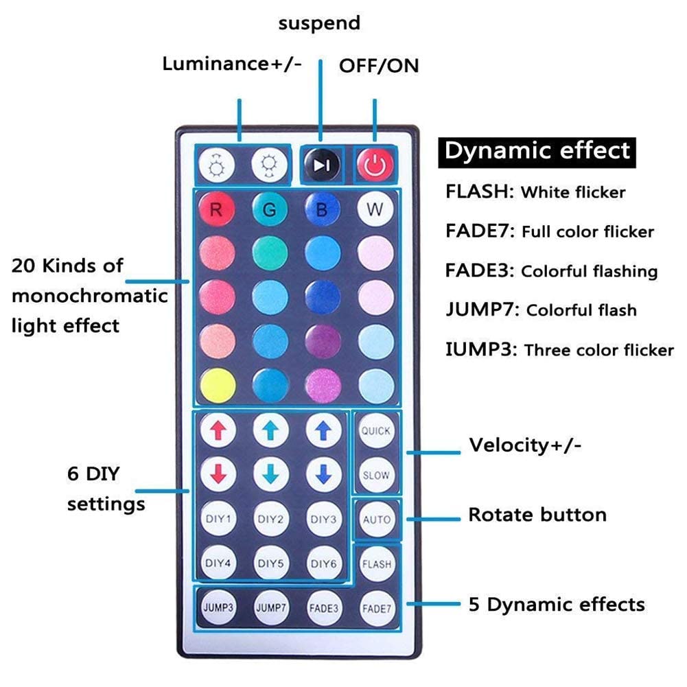 DAYBETTER Waterproof Led Strip Lights Kit 16.4ft RGB Color Changing Led Lights with Remote Controller for Bedroom Party Home Kicthen Room Decoration for Indoor Outdoor Use 16.4 ft 5 DAYBETTER Waterproof Led Strip Lights Kit 16.4ft RGB Color Changing Led Lights with Remote Controller for Bedroom Party Home Kicthen Room Decoration for Indoor Outdoor Use 16.4 ft - Image 5