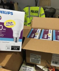 Philips LED Frosted A19 Light Bulb, Non-Dimmable, 800 Lumen, Daylight (5000K), 9W=60W, E26 Base, 16-Pack Daylight (5000k) 16 Count (Pack of 1) 64 61zB3GLY YL