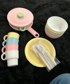KidKraft 27-Piece Pastel Cookware Set, Plastic Dishes and Utensils for Play Kitchens, Gift for Ages 18 mo+ 33 61zCTxgc8XL