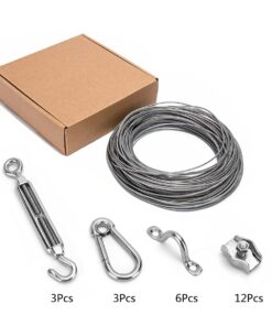 Litcher Globe String Light Suspension Kit, Outdoor Light Guide Wire, Vinyl Coated Stainless Steel Steel Cable,Include 150fts Transparent PVC and 304 Stainless Steel Wire Cable, Turnbuckle and Hooks 31 61zJ4wTiGWS