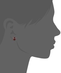 Amazon Collection 925 Sterling Silver Cushion Cut Birthstone Stud Earrings for Women Red Garnet,January 8 mm 4 61zK6HYZ1HL