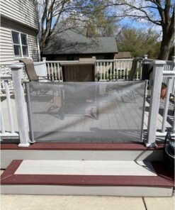 Perma Child Safety Indoor/Outdoor Retractable Baby Gate 33" Tall, Extends to 71" Wide, Gray Gray V1 33" Tall x 71" Wide 40 61zVlXhHuYL