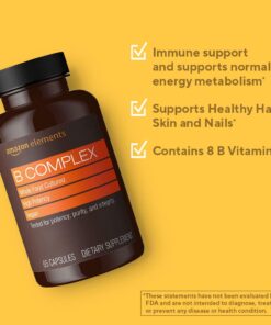 Amazon Elements B Complex, High Potency, 83% Whole Food Cultured, Supports Immune and Normal Energy Metabolism, Vegan, 65 Capsules, 2 month supply (Packaging may vary) 65 Count (Pack of 1) 15 61zXXMo26uL
