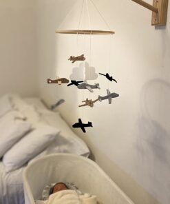 Sorrel + Fern Baby Crib Mobile (Airplanes in The Clouds) - Nursery Decoration Ceiling Mobile and Baby Shower for Boys & Girls - Grey and White Airplanes in The Clouds 28 61zZaErGZ8L 1