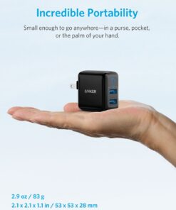 Anker Dual USB Wall Charger, PowerPort II 24W, Ultra-Compact Travel Charger with PowerIQ Technology and Foldable Plug, for iPhone XS/Max/XR/X/8/7/6/Plus, iPad Pro/Air 2/mini 4, Galaxy S9/S8/+ and More Black 27 61zd1Mg2q4L