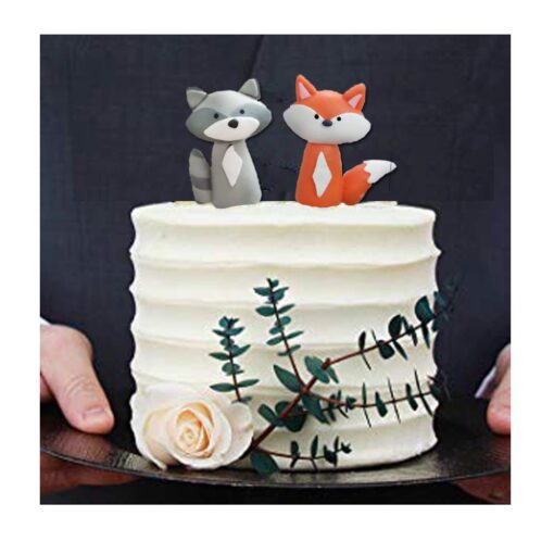 Woodland Fox Raccoon Cake Decoration Cake topper for Baby Shower Birthday