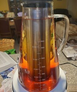 Airtight Cold Brew Iced Coffee Maker Pitcher (& Iced Tea Maker) with Spout – 1.5L/ 51oz Ovalware RJ3 Brewing Glass Carafe with Removable Stainless Steel Filter 1.5 Liter 33 61zeUGf56L